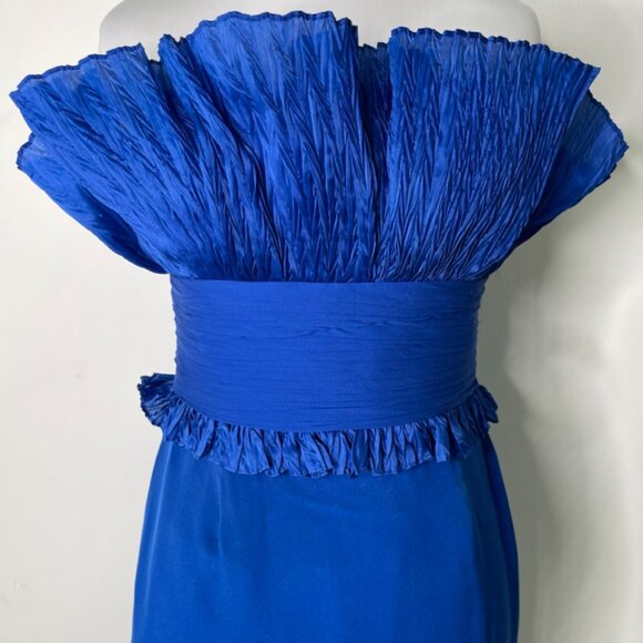 Marchesa Notte Women's Royal Blue Strapless Sheath Dress Size 4 - Picture 2 of 15